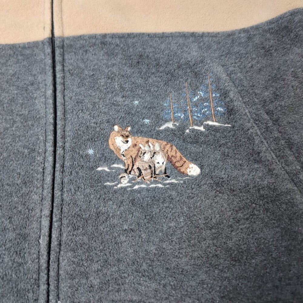 Vintage Tabi International Color Block Embroidery Fox Full Zip Sweater Size M - Picture 2 of 8